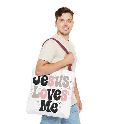 Jesus Loves Me Tote Bag - Faith-Inspired Christian Scripture Canvas Tote