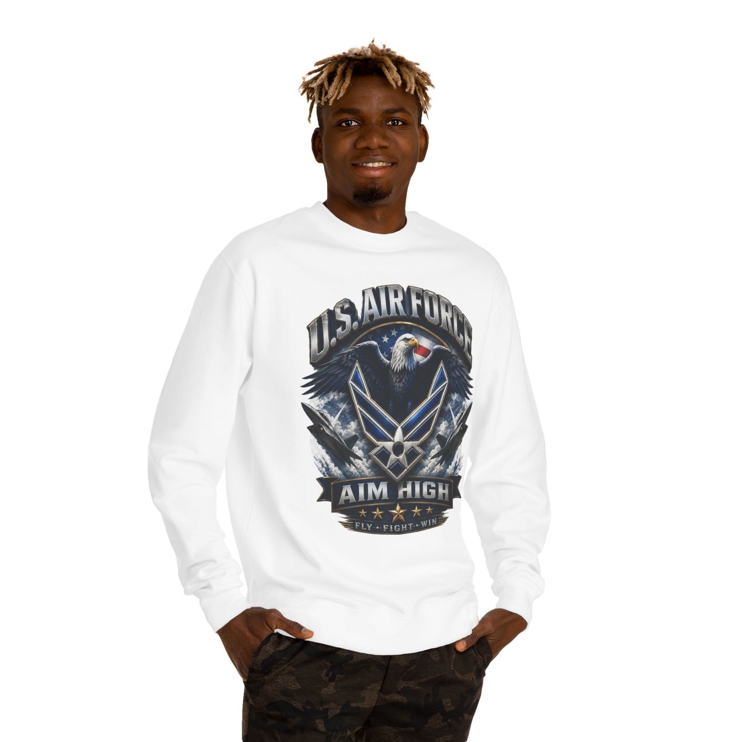 Air Force Crewneck Sweatshirt — "U.S. Air Force Aim High" Military Logo Pullover