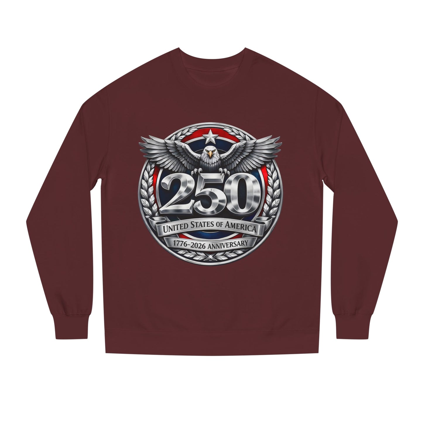 250th USA Anniversary Sweatshirt — Eagle Emblem 1776–2026 Commemorative Crewneck