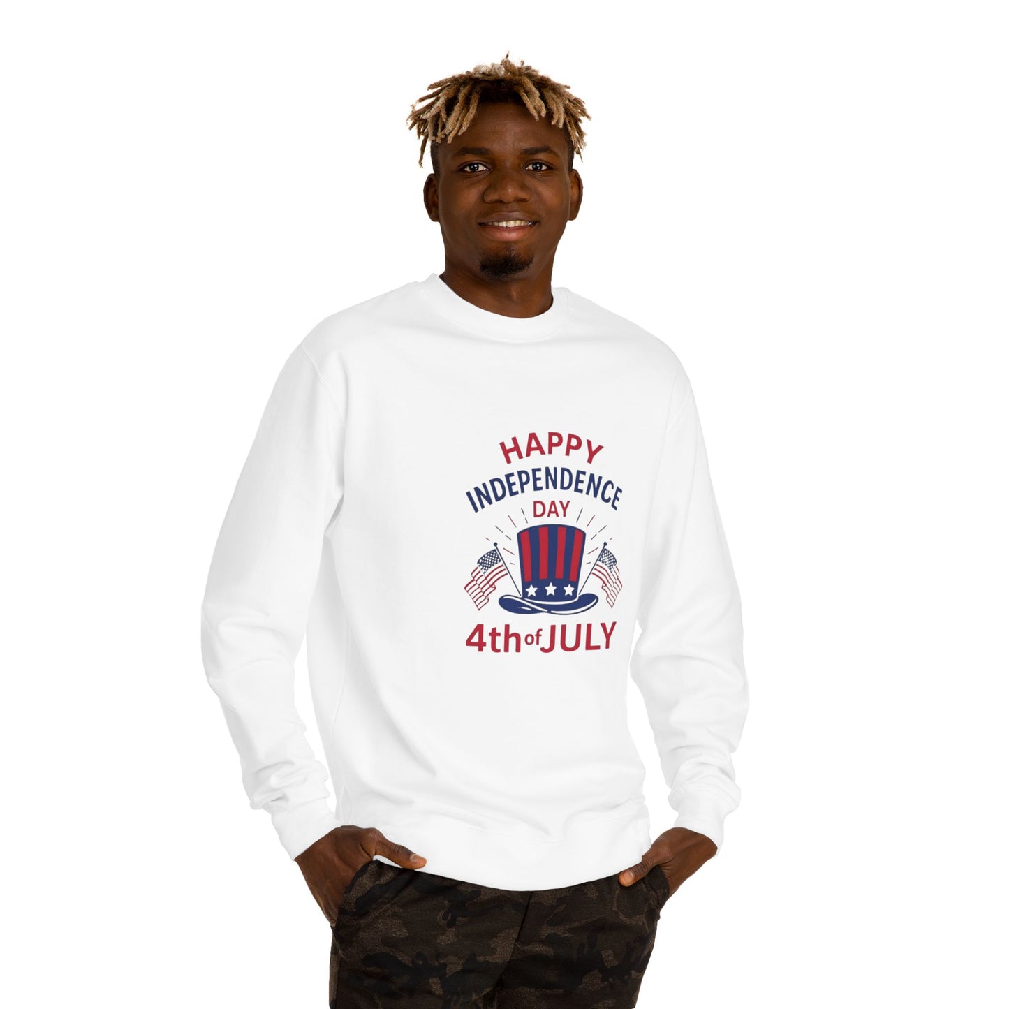 4th of July Sweatshirt – "Happy Independence Day" Patriotic Crewneck