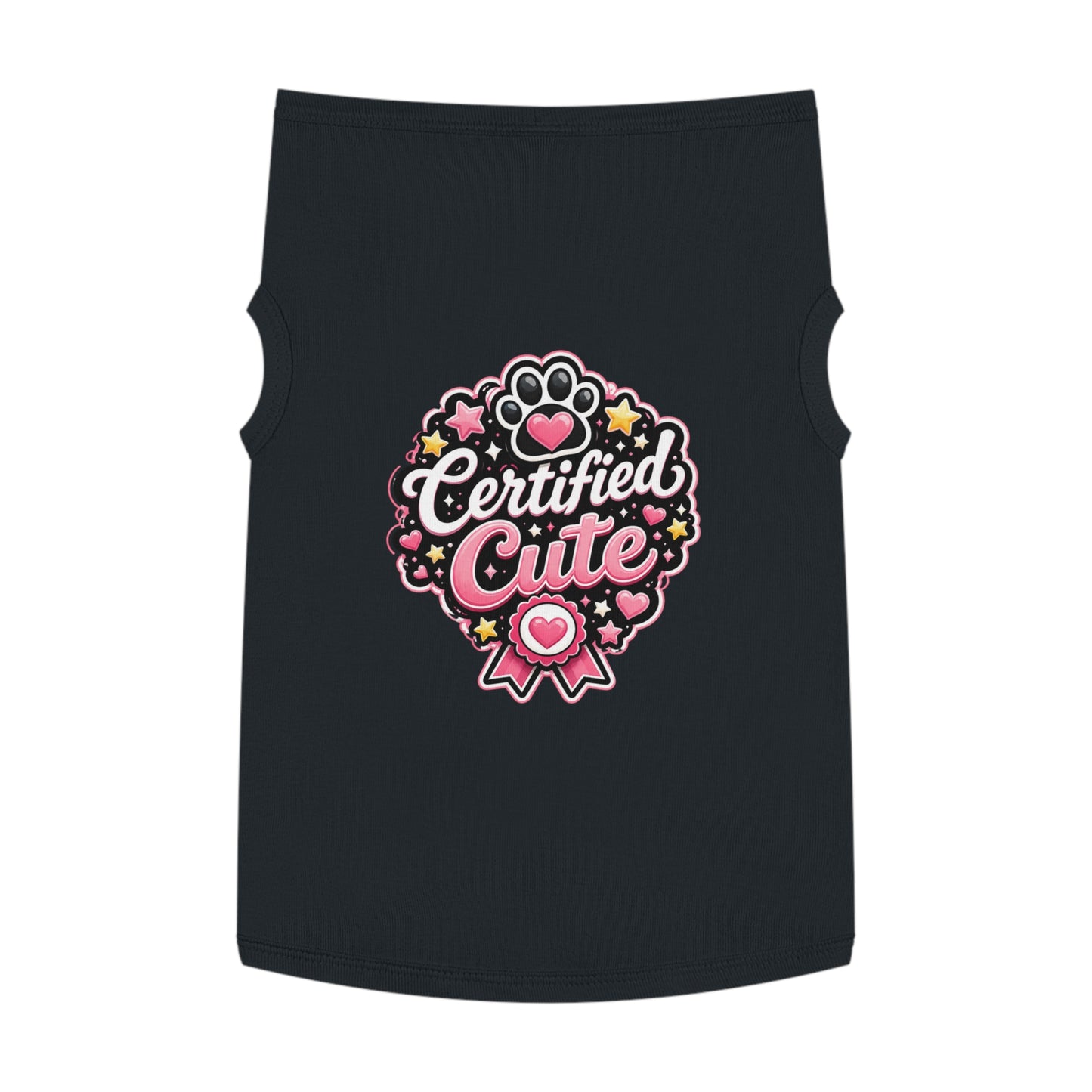Certified Cute Pet Tank Top — Pink Paw Ribbon Dog Shirt