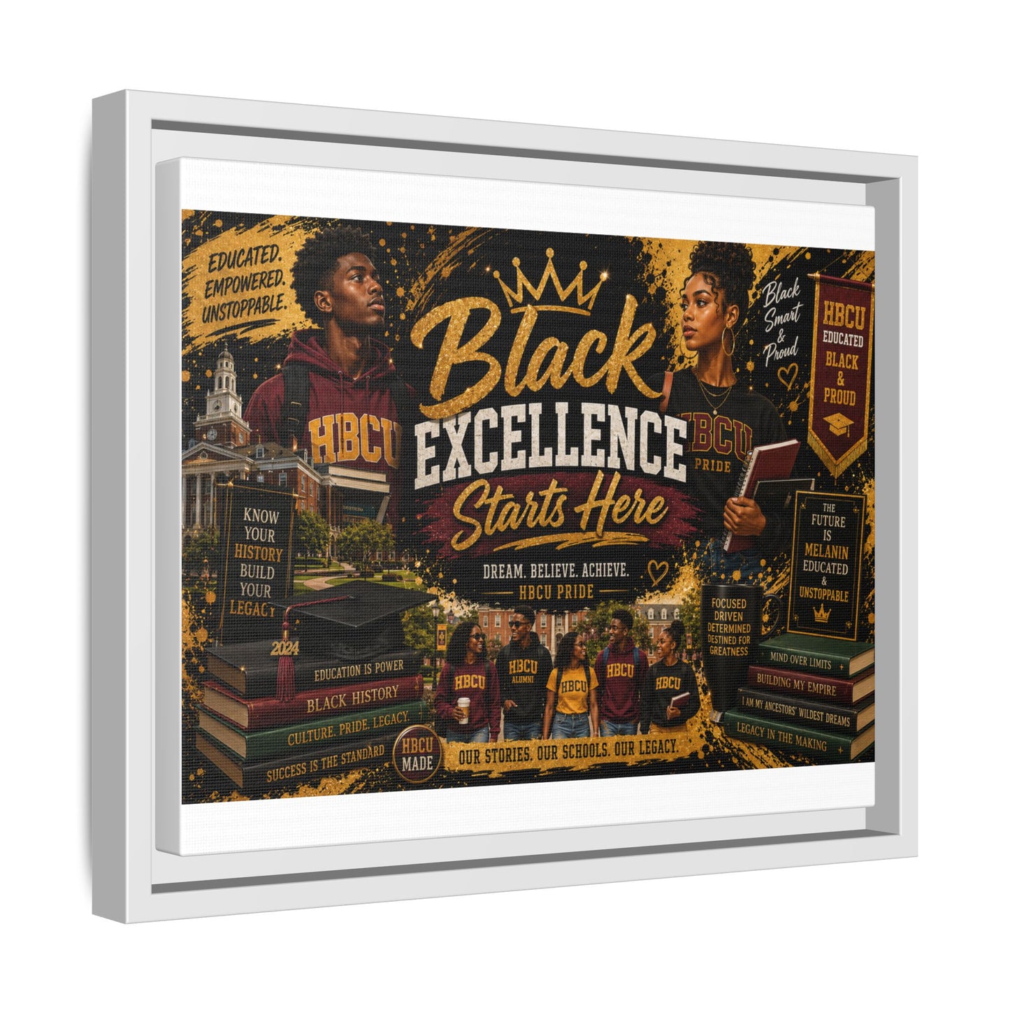 Black Excellence Starts Here Framed Canvas