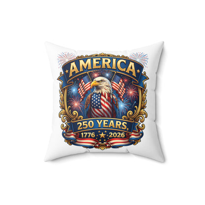 America 250th Anniversary Decorative Pillow — Eagle & Fireworks 1776–2026