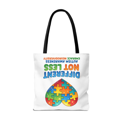 Autism Awareness Tote — "Different Not Less" Puzzle Heart