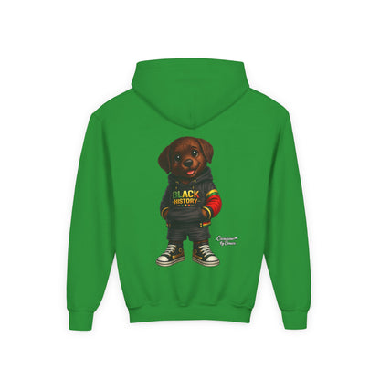 Youth Hoodie - Cute Rottweiler Puppy 'Black History' Graphic Sweatshirt for Kids