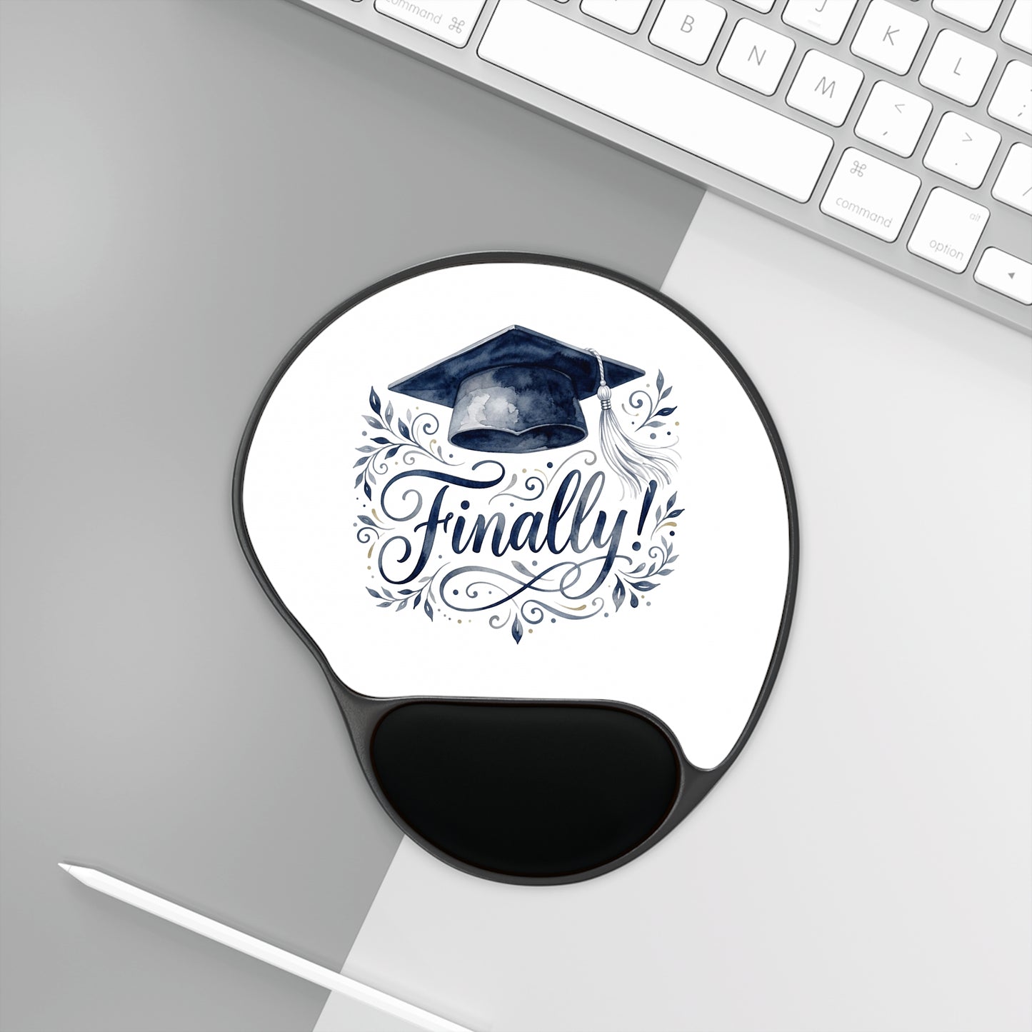 Graduation 'Finally!' Mouse Pad with Wrist Rest