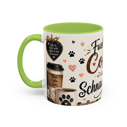 Fueled by Coffee and Schnauzer Love Accent Mug — Dog Lover Coffee Cup (11/15 oz)