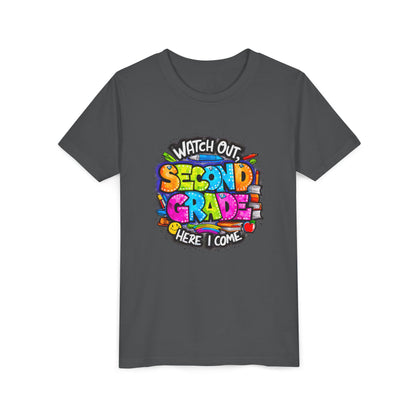 Second Grade Kids Tee - "Watch Out Second Grade Here I Come" Colorful Back-to-School Shirt