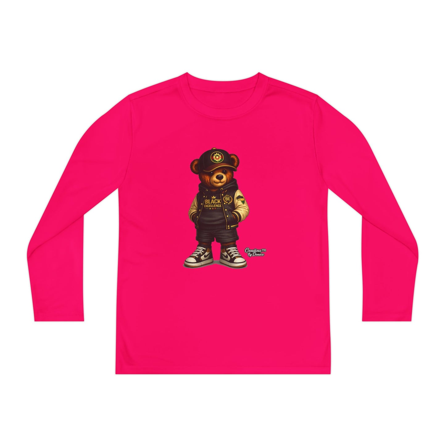 Youth Bear Police Officer Long Sleeve Tee — Cute Cop Bear Graphic Shirt