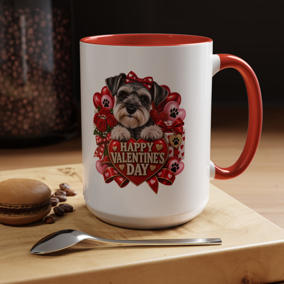 Valentine’s Day Dog Coffee Mug — "Happy Valentine’s Day" Accent Mug