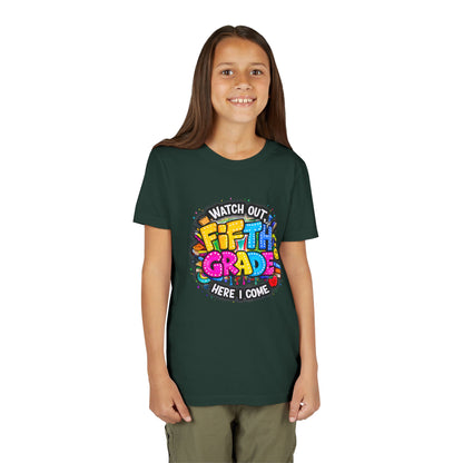 Fifth Grade T‑Shirt for Kids - "Watch Out Fifth Grade Here I Come" Back-to-School Tee