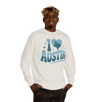Austin Love Crewneck Sweatshirt — Retro I  Austin Graphic