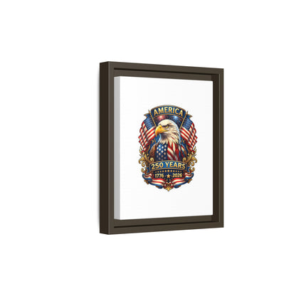 America 250th Anniversary Framed Canvas — Patriotic Bald Eagle Wall Art