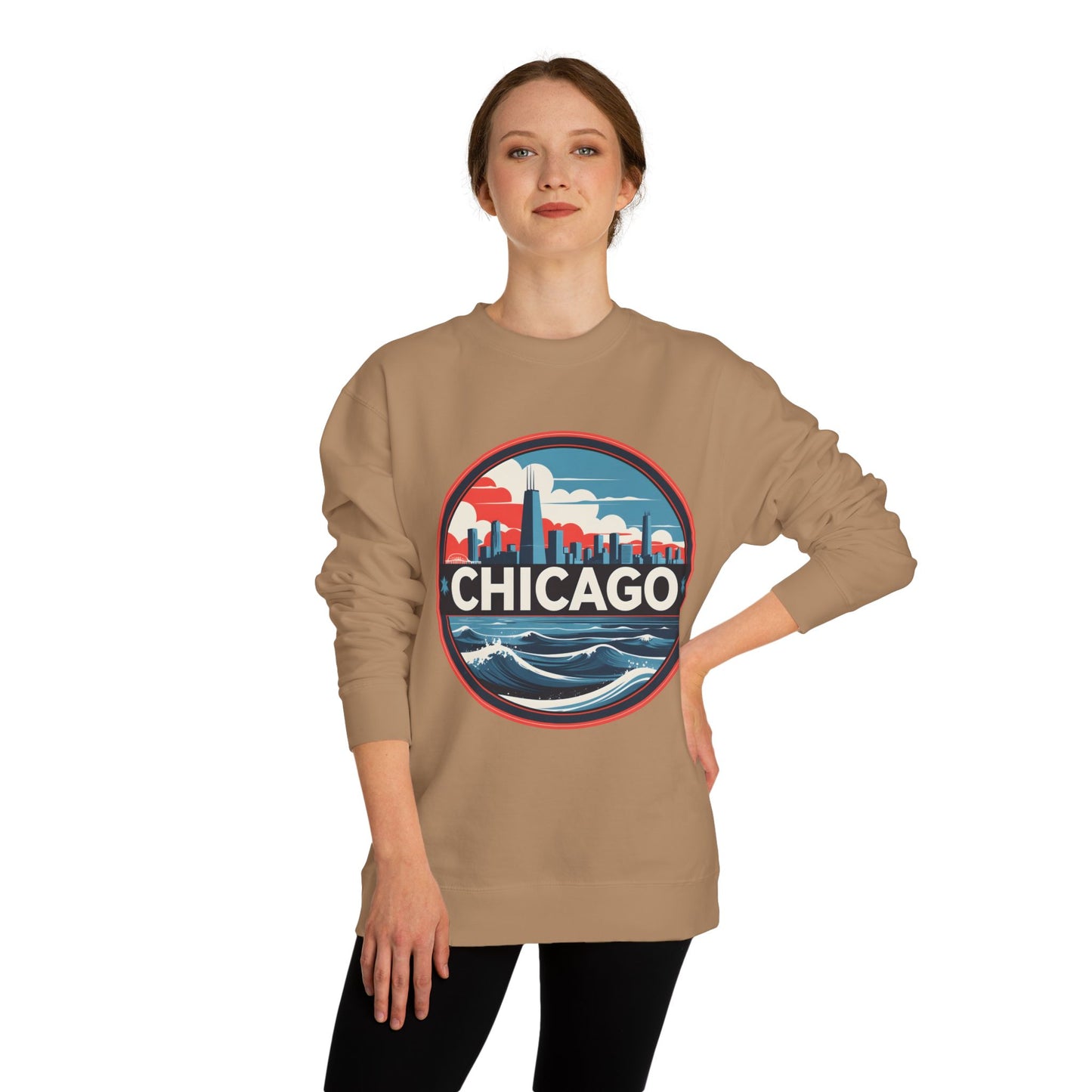 Chicago Skyline Crewneck Sweatshirt — Retro Cityscape Lakefront Design