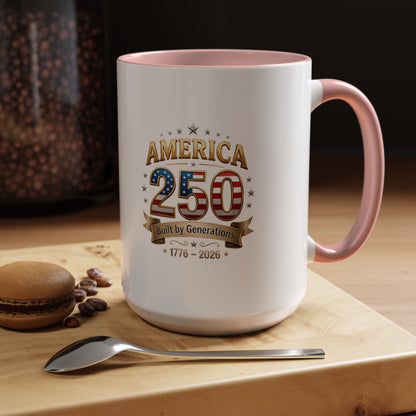 America 250 Coffee Mug — Patriotic 1776–2026 Anniversary Accent Mug