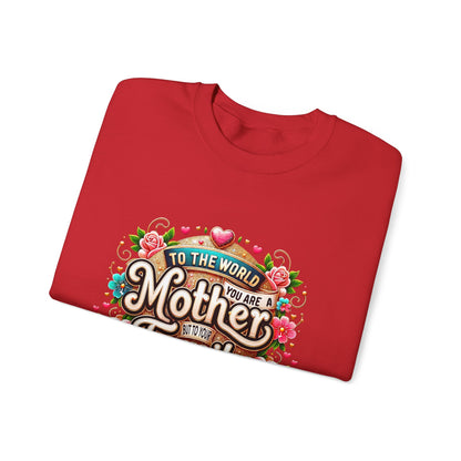 Mother & Family Crewneck Sweatshirt — "To the World You Are a Mother" Floral Gift