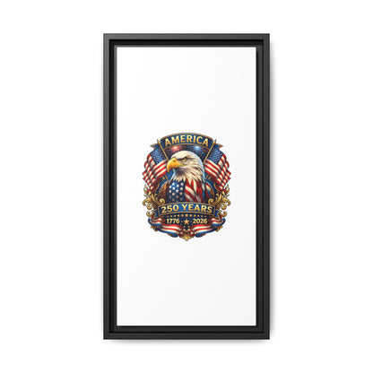 America 250th Anniversary Framed Canvas — Patriotic Bald Eagle Wall Art