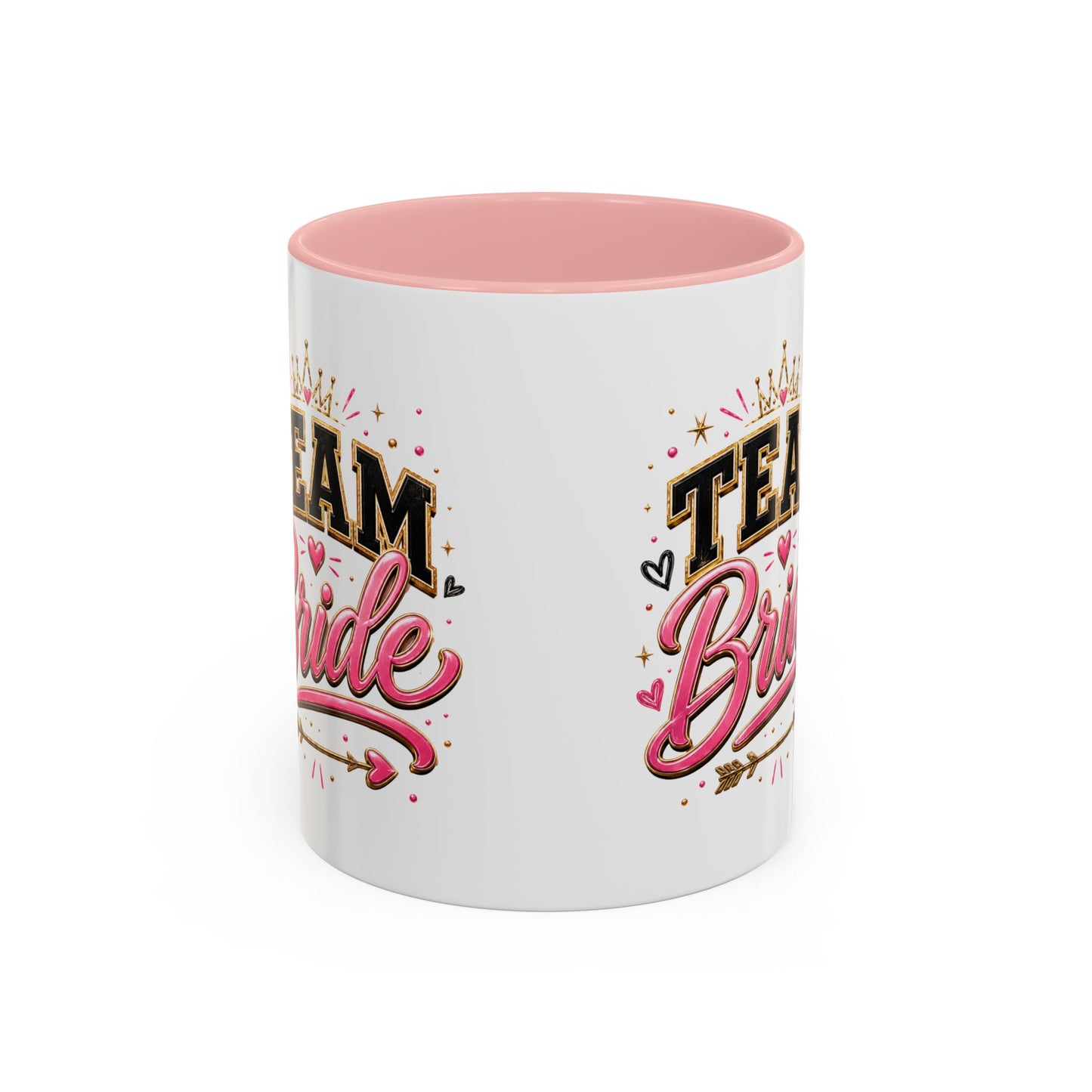 Team Bride Accent Coffee Mug — Pink & Gold Bachelorette Bridal Shower Gift (11/15 oz)