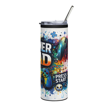 Gamer Dad 20oz Stainless Steel Tumbler – Colorful Controller & Headset Design