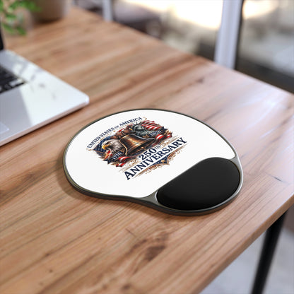 250th Anniversary USA Mouse Pad with Wrist Rest – Patriotic Liberty Bell & Eagle Desk Mat