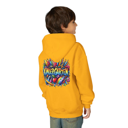 Kindergarten Kids Hoodie — Colorful School Supplies Back-to-School Sweatshirt