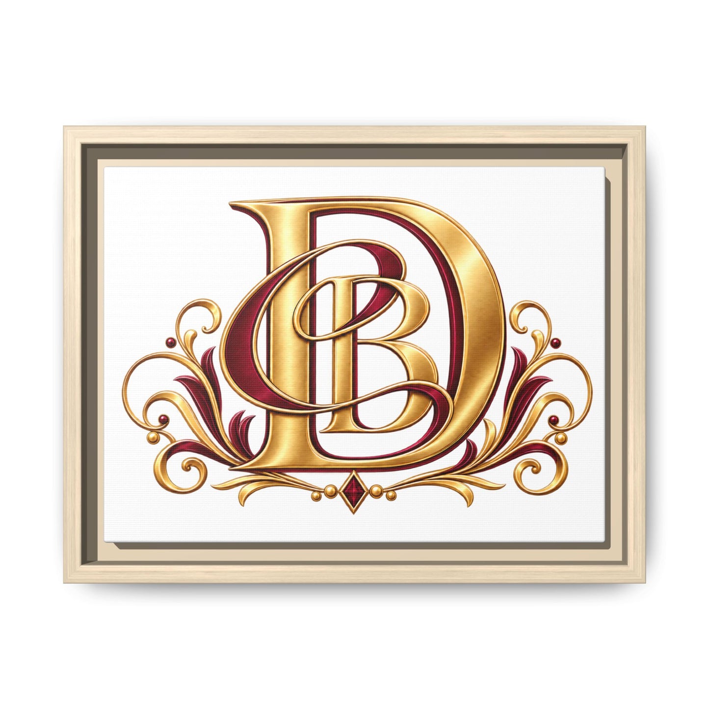 Monogram Letter D Canvas Print — Framed Matte Wall Art