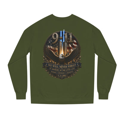 9/11 Memorial Sweatshirt — We Will Never Forget Tribute Crewneck