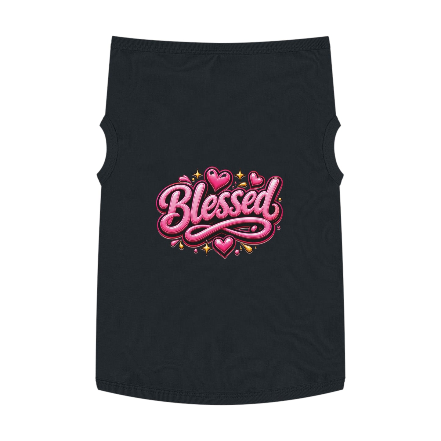 Blessed Pet Tank Top — Pink Heart Graphic Dog Shirt