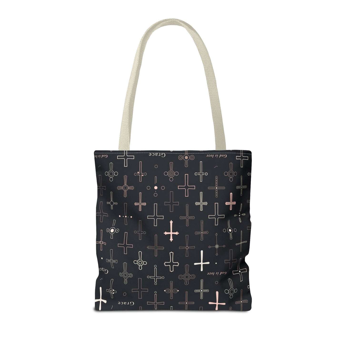 Cross Pattern Tote Bag — Faith & Grace Religious All-Over Print Tote
