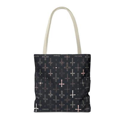 Cross Pattern Tote Bag — Faith & Grace Religious All-Over Print Tote