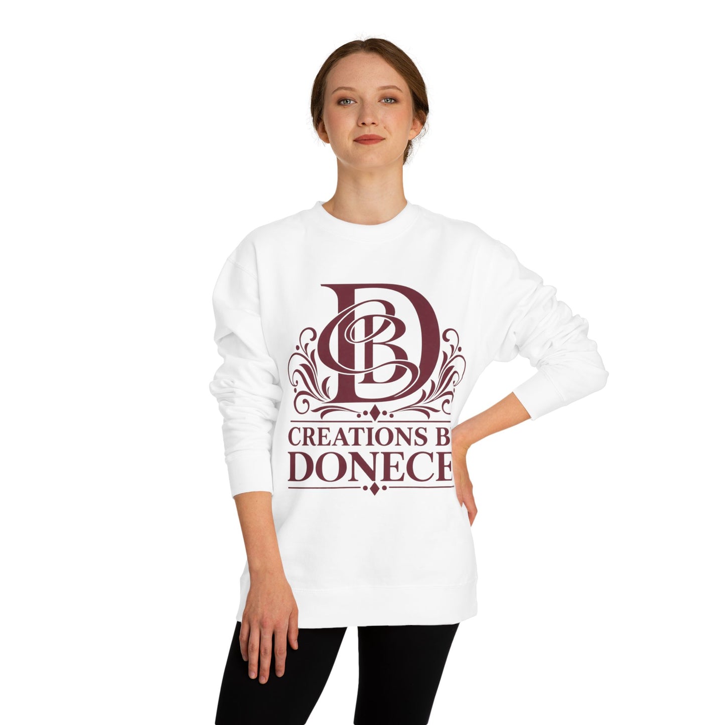 Crewneck Sweatshirt — Creations by Donece™ Burgundy Monogram Logo