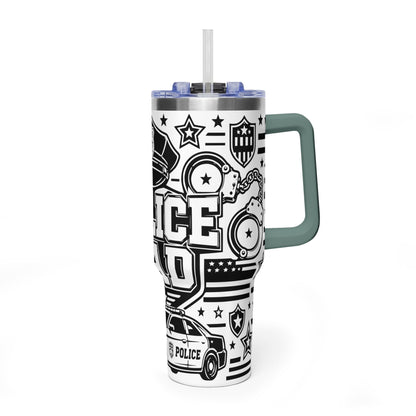 Tumbler — 'Police Dad' 40oz Vacuum Insulated Travel Mug (Patrol Badge Design)