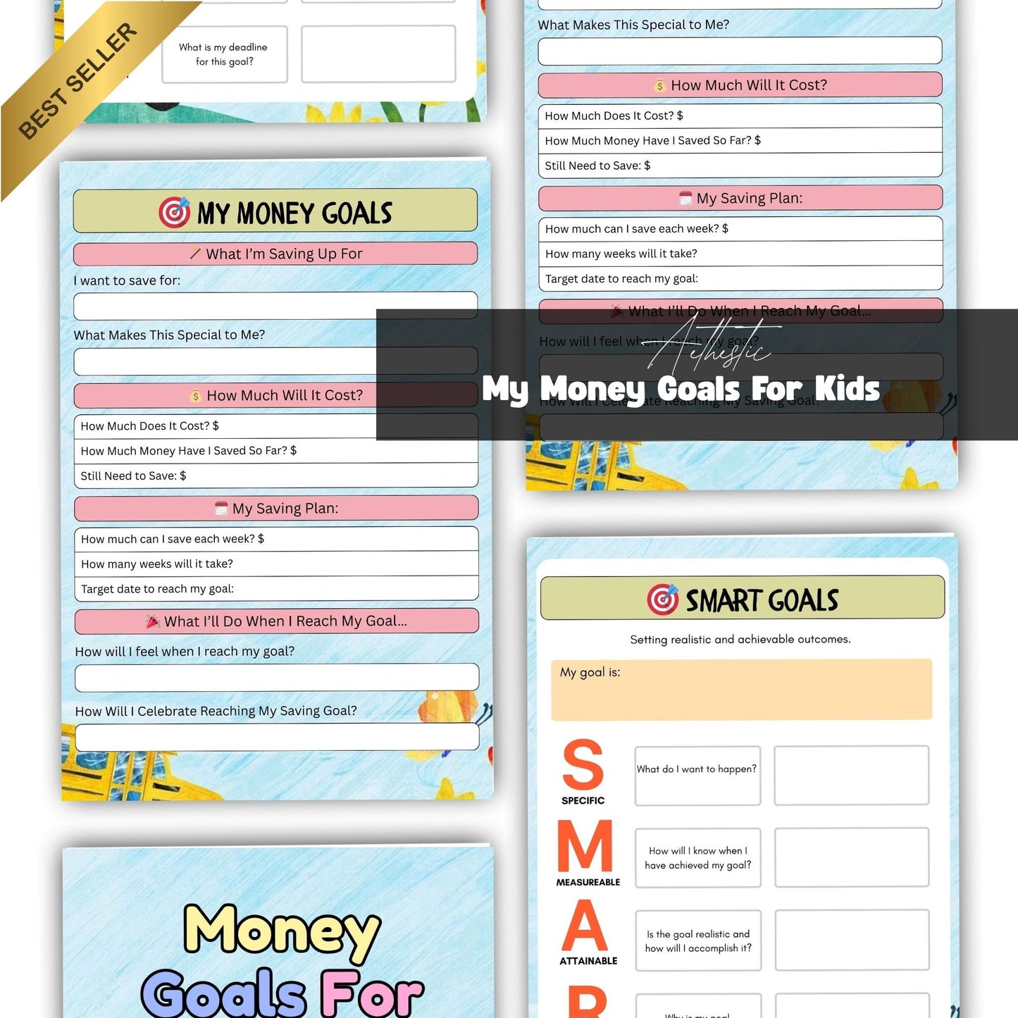 My Money Goals for Kids Printable | Savings Goal Planner & Financial Tracker for Children