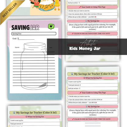 Kids Money Jar Printable | Save, Spend & Give Financial Learning System for Children