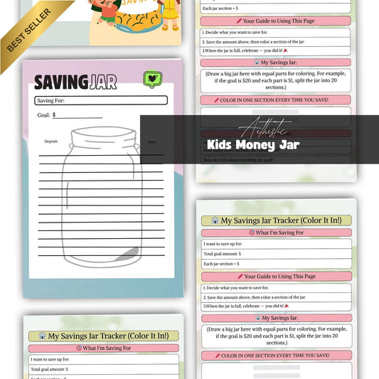 Kids Money Jar Printable | Save, Spend & Give Financial Learning System for Children