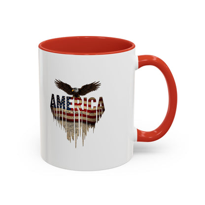 America Eagle Flag Accent Coffee Mug – Patriotic 11/15oz Ceramic