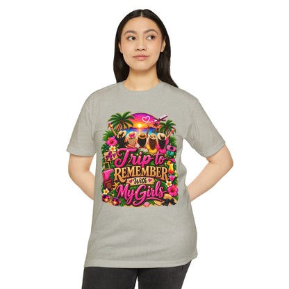 T-Shirt — 'A Trip to Remember With My Girls' Tropical Bachelorette/Besties Tee