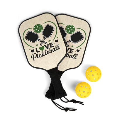 Pickleball Paddles Set — 'Love Pickleball' Decorative Paddle Kit with 2 Balls