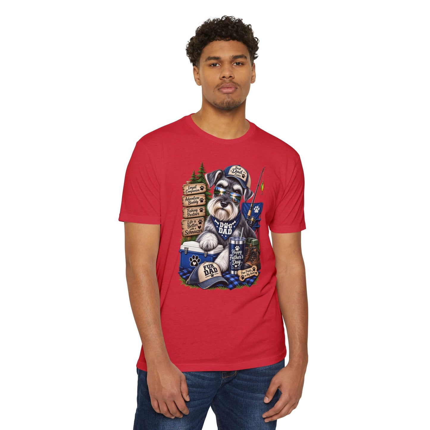 Schnauzer Dad T-Shirt – Fishing & Camping Dad Graphic Tee