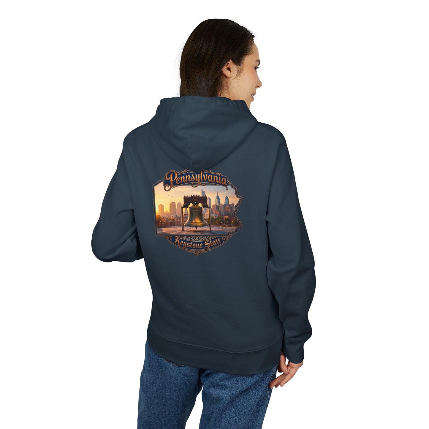 Pennsylvania Keystone State Hoodie — Liberty Bell Skyline Graphic