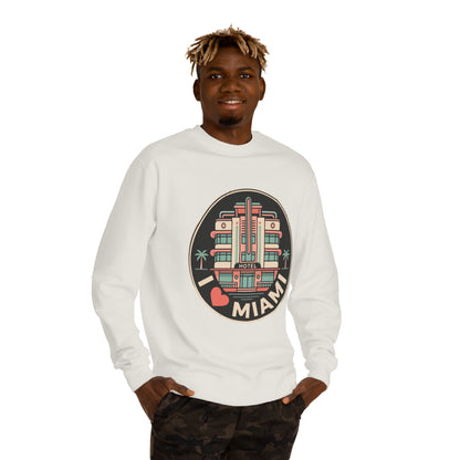 Miami Art Deco Sweatshirt — I Love Miami Vintage Hotel Crewneck