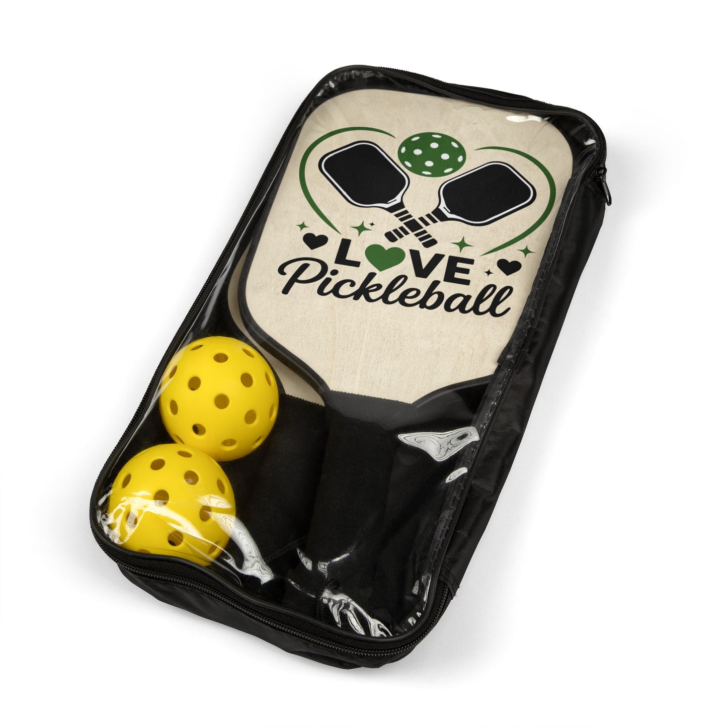 Pickleball Paddles Set — 'Love Pickleball' Decorative Paddle Kit with 2 Balls