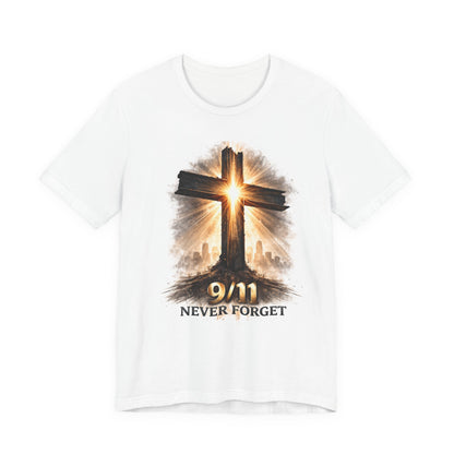 9/11 Never Forget T‑Shirt - Cross Memorial Tee