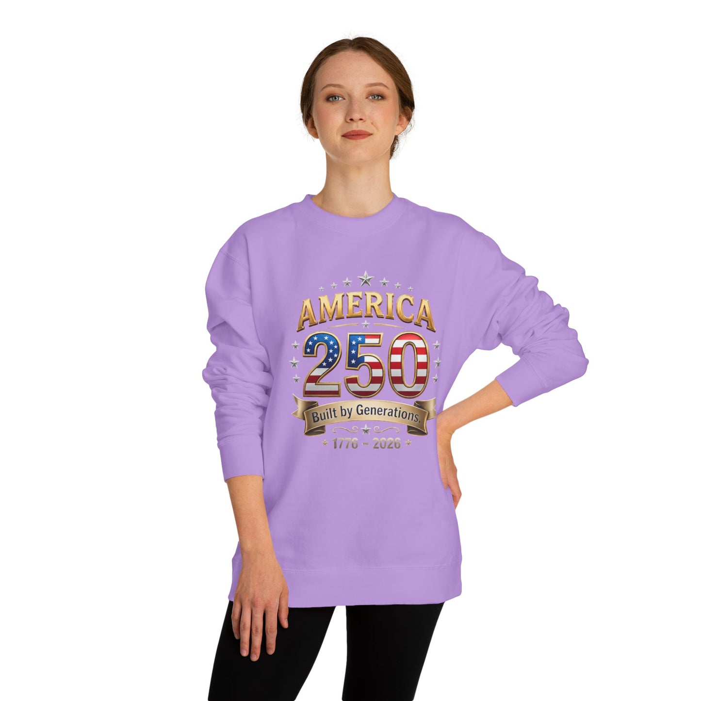 America 250 Sweatshirt — 'Built by Generations' 1776–2026 Patriotic Crewneck