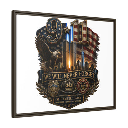 9/11 We Will Never Forget Framed Matte Canvas