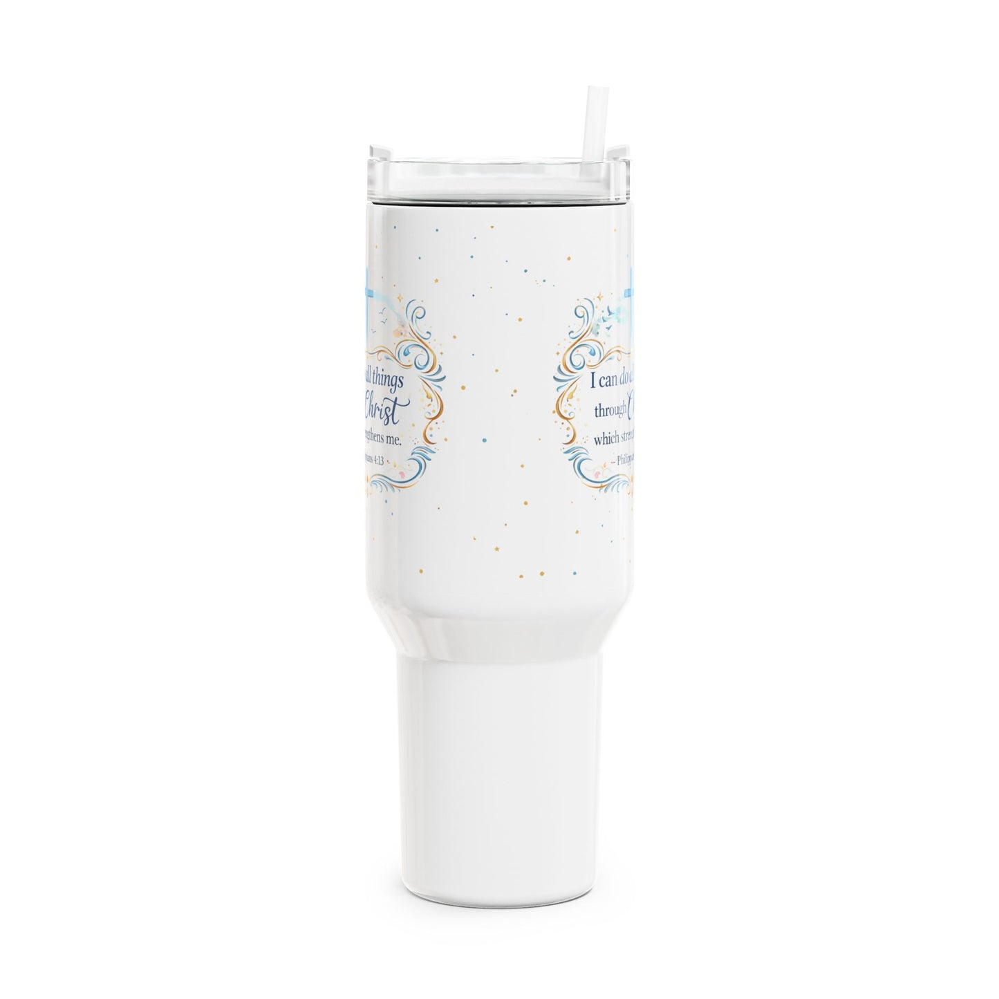 Christian 40oz Tumbler with Philippians 4:13 Faith Design