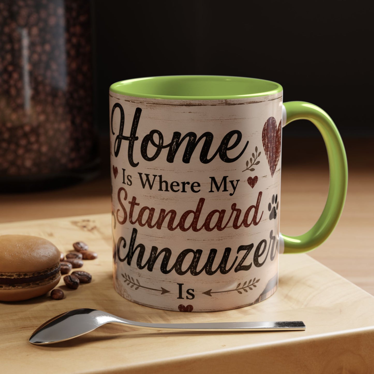 Standard Schnauzer Accent Coffee Mug — "Home Is Where My Standard Schnauzer Is"