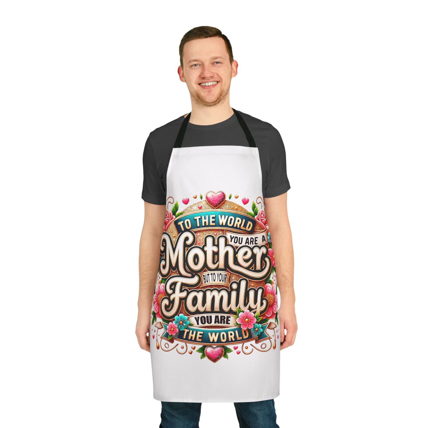 Mother to the World Floral Apron — “To the world you are a Mother, to your family you are the world”
