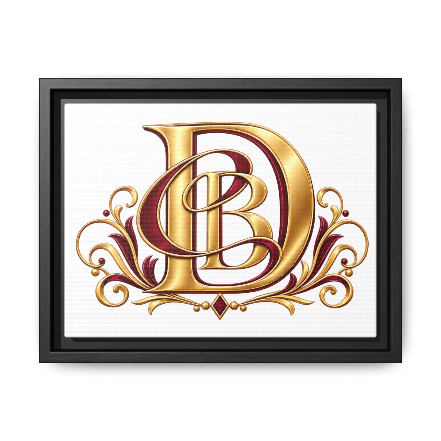 Monogram Letter D Canvas Print — Framed Matte Wall Art