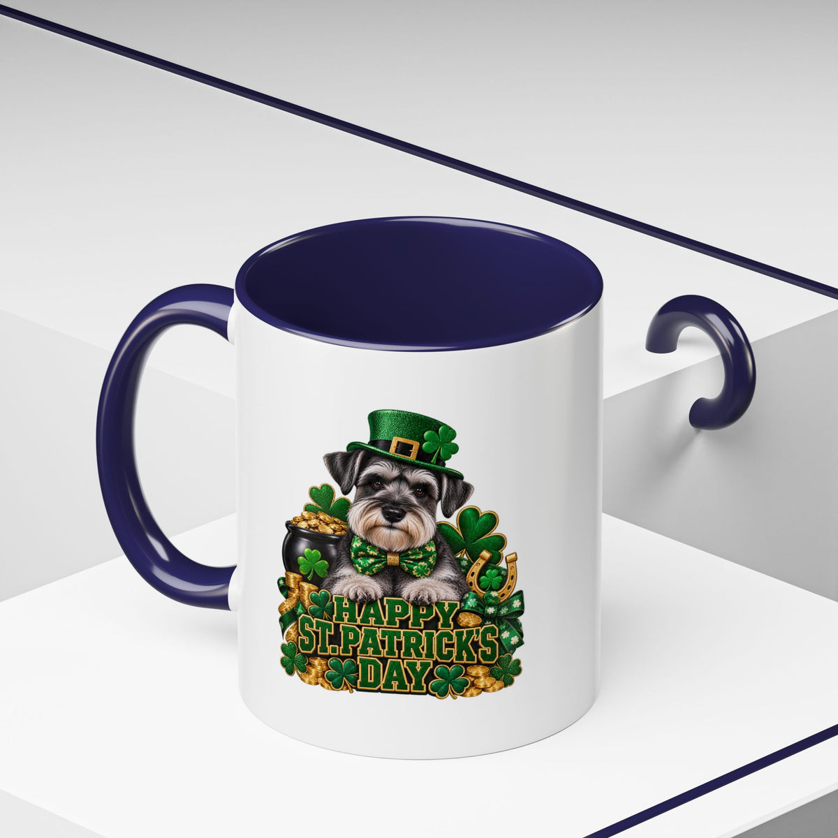 St. Patrick's Day Schnauzer Coffee Mug – Happy St. Patrick's Day Accent Mug